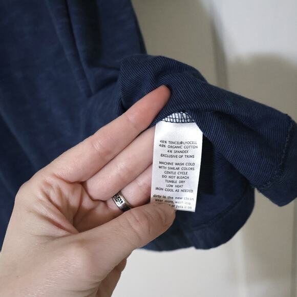 Toad and Co Blue Cue Wrap Long Sleeve Dress L Gorpcore Organic Cotton Eco - Picture 5 of 8